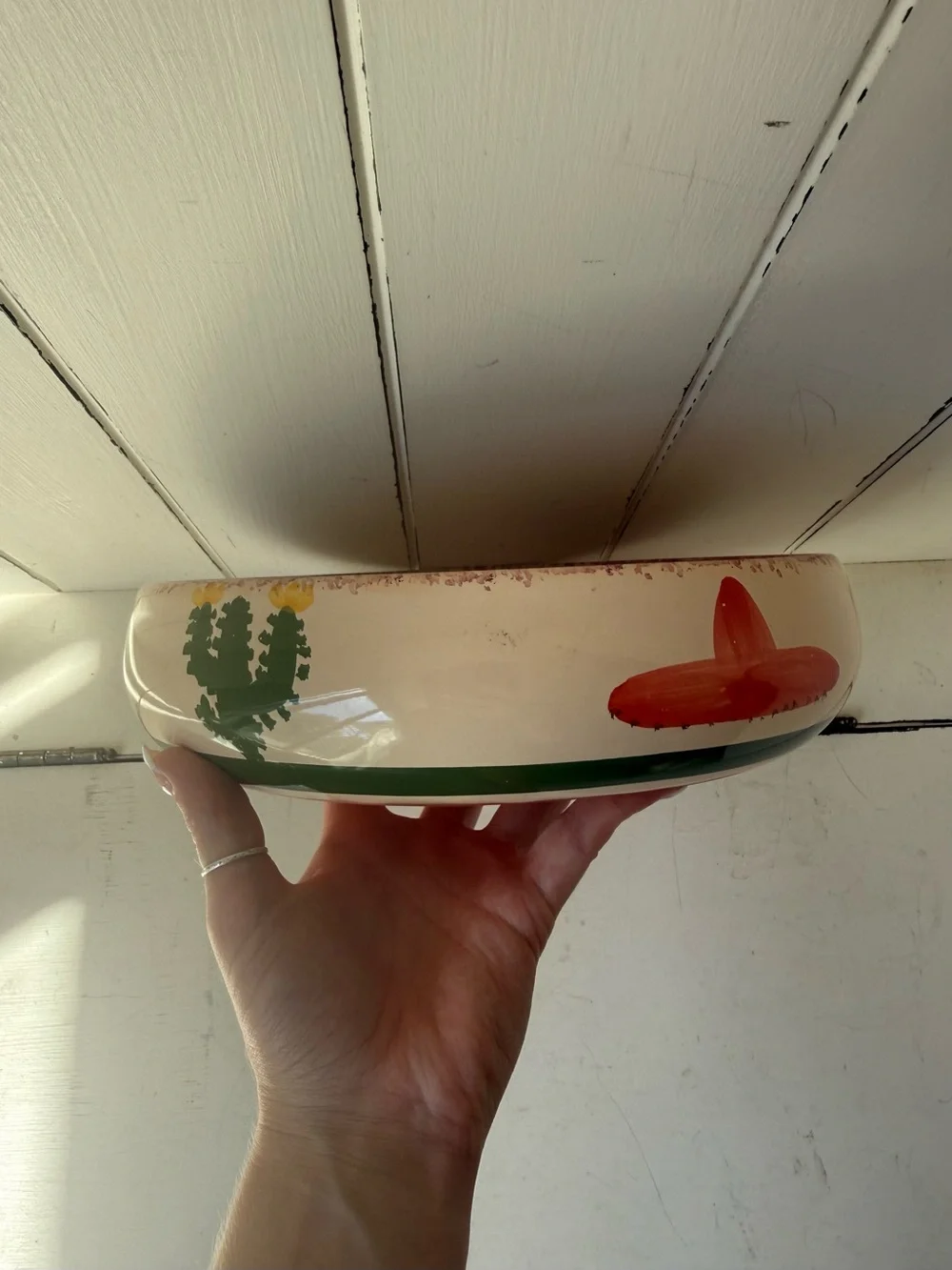 Himark Vintage Portugal Cactus Chip and Dip Platter Hand Painted Ceramic 90s